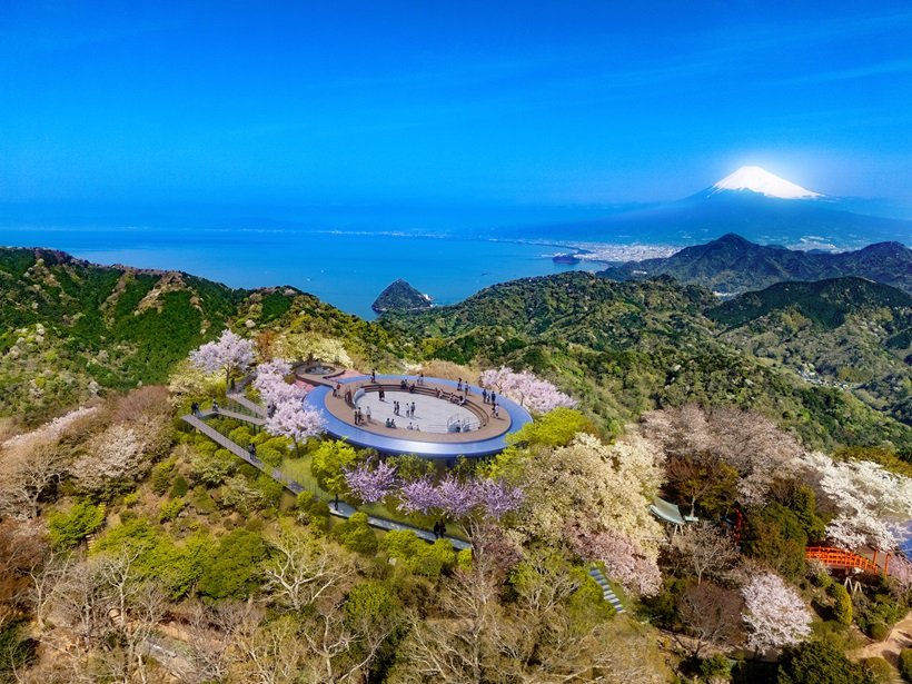 静岡県・伊豆パノラマパークの碧テラスに、富士山と海の絶景スポット「アクアリング」がオープン!